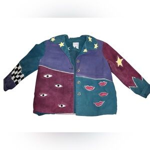 Lorna Napa California Hand Painted Vintage Jacket - Stars & Eyes Motif Size M
